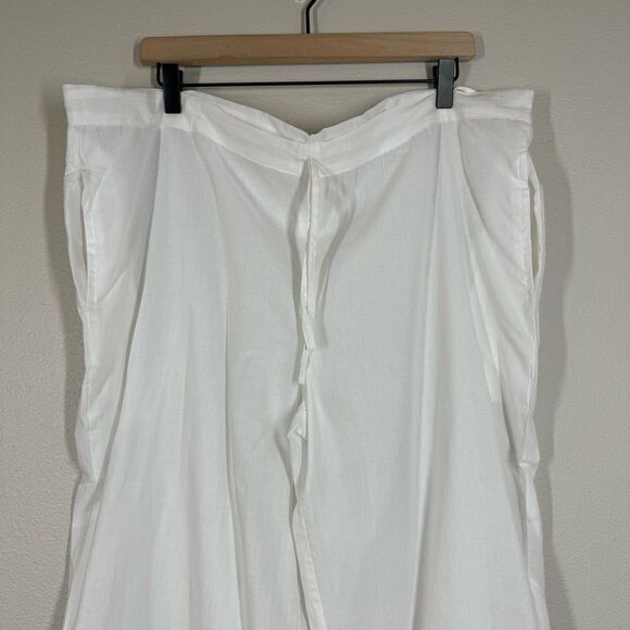 Honeydove Vintage Straight Leg White Cotton Drawstring Pants Lightweight OS - Picture 2 of 8